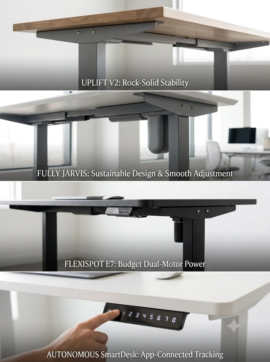 4 Best Standing Desks of 2026: Stability, Speed, and Usability TestedBest Standing Desks in 2026: Uplift V2 vs Fully Jarvis vs Flexispot E7 vs Autonomous SmartDesk